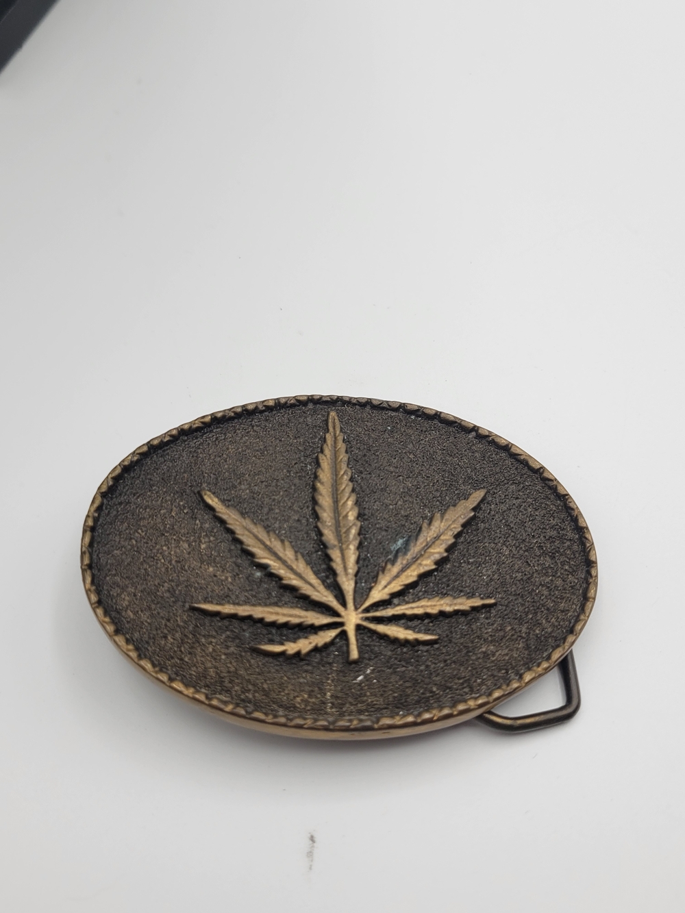 Adezy Denver Copyright Bronze Cannabis Leaf Oval Belt Buckle